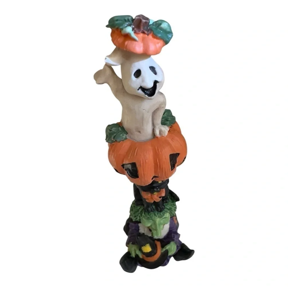 Vintage Halloween Figurine Trio with Pumpkins